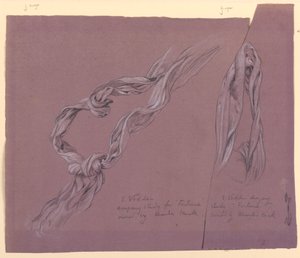 Piirustus, Fortune-hahmon draperia, n. 1877. tekijältä Elihu Vedder