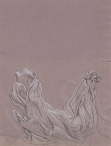 Figuuritutkimukset (recto); Drapery-tutkimus (käänteinen) tekijältä Elihu Vedder