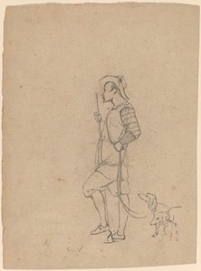 Tutkimus Hunter with Dogs, n. 1858. tekijältä Elihu Vedder