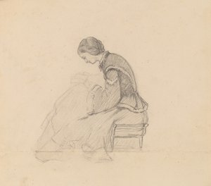 Tutkimus tytöstä, joka lukee, n. 1858. tekijältä Elihu Vedder