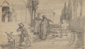 Vertaus Milleristä ja Aasista, n. 1859. tekijältä Elihu Vedder