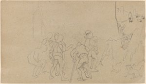 Kyläkohtaus, c. 1859. tekijältä Elihu Vedder