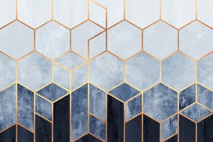 Nykyaikaiset geometriset siniset kuusikulmiot