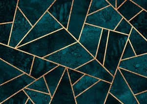 Turkoosi-kultainen geometrinen mosaiikki