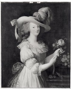 Kopio Marie-Antoinetten (1755-93) muotokuvasta vuoden 1783 jälkeen (öljy kankaalle) (m/v kuva)