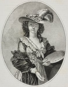 Ranskalaisen taidemaalarin Elisabeth Vigee Le Brunin omakuva paletin kanssa, Giovanni Marianin litografia, Poliorama Pittoresco, n 42, 28. toukokuuta.