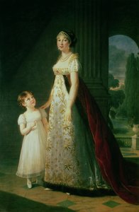 Maria Carolina Bonaparte (1782-1839) Napolin kuningatar tyttärensä Laetitia Muratin kanssa tekijältä Elisabeth Louise Vigee Lebrun