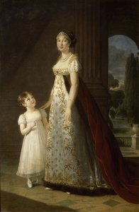 Muotokuva Caroline Bonapartesta 1782-1839, Napolin ja Sisilian kuningattaresta tyttärensä Letizian kanssa, 1807 tekijältä Elisabeth Louise Vigee Lebrun