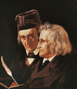 Muotokuva veljistä Jacob ja Wilhelm Grimmistä