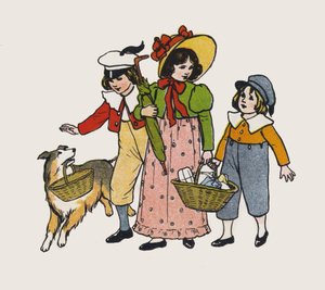 Lapset kävelylle (väri litho)