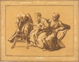 Pyhä perhe tekijältä Elisha Kirkall, after Giulio Romano