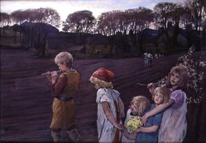Pied Piper, kevään allegoria (öljy kankaalle) tekijältä Elizabeth Adela Stanhope Forbes