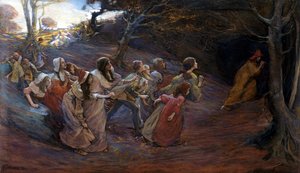Hamelinin Pied Piper (sekoitettu media paperille)