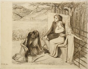 Two Lovers, 1854 (kynä ja ruskea muste luonnonvalkoiselle paperille)