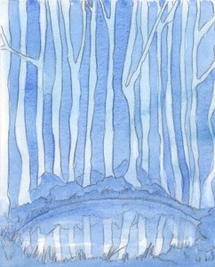 Syvä lammikko metsäaukiolla on kuin jumaluuden mysteeri. Se on käsittämätöntä, mutta voimme silti "sisään päästä" ja tuntea Jumalan syvemmin tutkimalla ja rukoilemalla, tiedolla ja rakkaudella, 2003 (w/c on paper tekijältä Elizabeth Wang