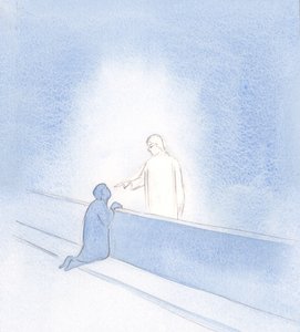 Kaikki ahdistukseni pysäytti Hänen kätensä kosketuksen. Hän osoitti minulle arvokkuuttani ystävänä ja kehotti minua luottamaan., 2000 (paperilla) tekijältä Elizabeth Wang