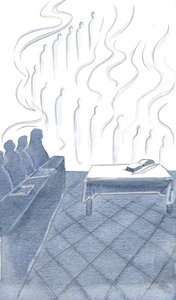 Enkelit kaikuivat veljien nöyriä lauluja, heidän palvontaansa kietoutuneena iloon ja kirkkaisiin lipuihin, 2000 (paperilla) tekijältä Elizabeth Wang