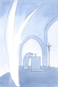 Enkelit kunnioittavat Kristuksen rakkaan kansan arvokkuutta; he kumartuvat tervehtimään, 2000 (paperilla) tekijältä Elizabeth Wang