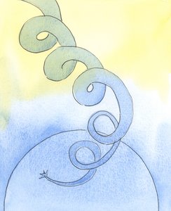 Kun pavunvarsi kasvaa korkealle, kohti taivasta, niin meidän henkisen elämämme tulee "kasvaa" kohti taivasta, 2003 (paperilla) tekijältä Elizabeth Wang