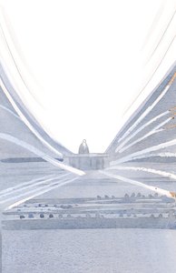 Messussa uhrin antaa Kristus valossa ja loistossa hiljaisen ja näkymätön seuransa keskellä., 2001 (paperilla) tekijältä Elizabeth Wang