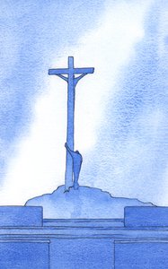 Jokaisessa messussa seisomme pelastuksemme puolesta ristiinnaulitun Kristuksen vieressä, 2002 (paperilla) tekijältä Elizabeth Wang