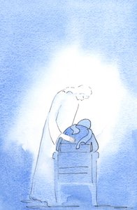 Pääsiäisvigiliassa Kristus nojautui tuolini päälle ja osoitti kuinka iloinen, 2003 (paperilla) tekijältä Elizabeth Wang