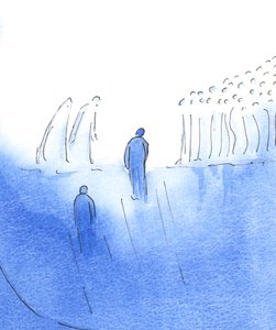 Taivaan reunalla: Näin, että Kristus ja Hänen äitinsä, kaikki pyhät ja enkelit, tungosivat eteenpäin onnittelemaan pappiamme, 2003 (paperilla) tekijältä Elizabeth Wang