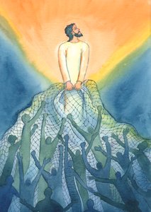 Messussa Jeesus vetää kalastajan tavoin valtakuntaansa ne, jotka rakastavat Häntä, 2001 (paperilla) tekijältä Elizabeth Wang