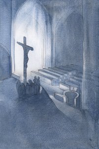 Messussa uhraamme kiitokseksi pyhän ja elävän uhrin, 2001 (w/c paperilla) tekijältä Elizabeth Wang