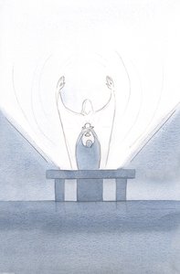 Kristus rukoili puolestamme, käsivarret Isää kohti., 2000 (paperilla) tekijältä Elizabeth Wang