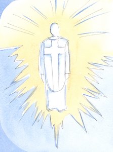 Kristus - melkein sietämättömän häikäisevä, kuninkaallinen ja voimakas - hallitsee nyt taivaassa, tosi mies ja tosi Jumala, ylimmäinen pappimme, 2002 (paperilla) tekijältä Elizabeth Wang