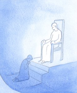 Kristus ilmestyi kuninkaana ja antoi minun istua Hänen jalkojensa juuressa katuvana, 2000 (paperilla) tekijältä Elizabeth Wang