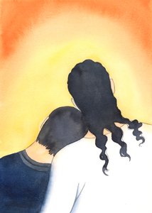 Kristus kutsui minut lepäämään olkapäällään. Hän näki, kuinka sairas ja uupunut olin, kun otin hänet vastaan ehtoollisella, 2005 (akvarelli paperille). tekijältä Elizabeth Wang