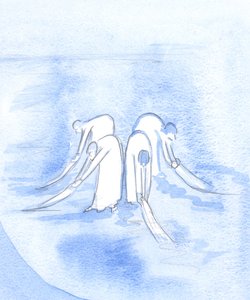 Kristus työskentelee pyhiensä kanssa, kuin rakentajat, jotka valmistelevat rakennustyömaa, valmistavat sielujamme todellisen pyhyyden elämään, 2002 (paperilla) tekijältä Elizabeth Wang