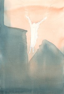 Kristus hyppää rakkaudellisesti sydämiemme kauhistuttavaan pimeään syvyyteen., 2001 (paperilla) tekijältä Elizabeth Wang
