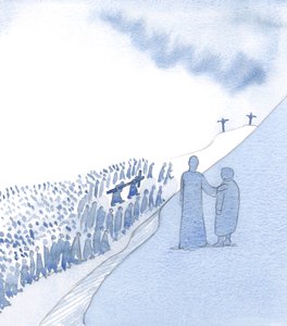 Kristus katsoo hellästi muistoamme Hänen pyhästä kärsimyksestään. Hän rakastaa omistautumistamme ja näkee kuinka edistymme nöyryydessä., 2000 (paperilla) tekijältä Elizabeth Wang