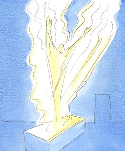 Kristus nousi haudasta kirkkaudessa pääsiäisenä, muuttuneena, ikään kuin hehkuvan rakkauden tulessa, kun Pyhä Henki vapautti hänet kuoleman orjuudesta, 2003 (paperilla) tekijältä Elizabeth Wang