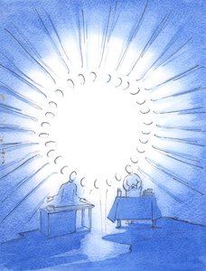 Kristus yhdistää ystävänsä maan päällä "pyhien yhteyteen". Jokainen Kristuksen kautta esitetty rukous koskettaa tai auttaa muita sieluja, 2003 (paperilla) tekijältä Elizabeth Wang