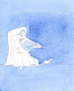Kristus ei antanut minun enää rukoilla, kun olin uupunut pitämästä puhetta Hänestä, 2004 (akvarelli paperille). tekijältä Elizabeth Wang