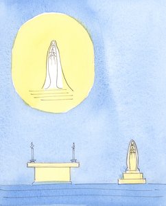 Kristuksen pyhä äiti Maria ansaitsi tulla kunniaksi, 2004 (w/c paperilla) tekijältä Elizabeth Wang