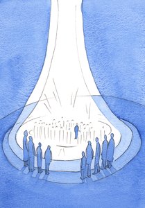 Kristuksen uhri - tarjottu maan päältä - on kuin valon majakka taivaan edessä, 2002 (paperilla) tekijältä Elizabeth Wang