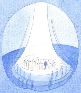 Kristuksen uhri - tarjottu maan päältä - on kuin valon majakka taivaan edessä, 2002 (paperilla) tekijältä Elizabeth Wang