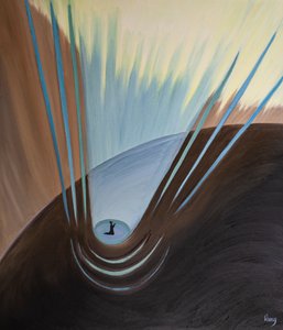 Jokainen uskon teko on kuin toivon huuto pimeästä maailmasta, 2001 (öljyä laivalla) tekijältä Elizabeth Wang