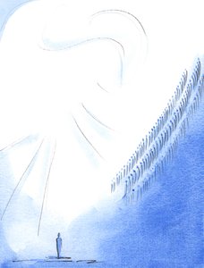 Joka kerta kun rukoilemme "Pyhä, Pyhä, Pyhä Herra", yhdistämme äänemme pyhien ja enkelien kanssa, jotka ylistävät samaa taivaassa, 2003 (paperilla) tekijältä Elizabeth Wang