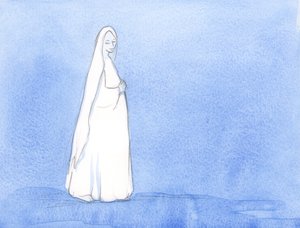 Monien kuukausien ajan Neitsyt Maria kantoi Kristusta kohdussaan; Hänellä oli aikaa pohtia rooliaan Jumalan suunnitelmassa, 2002 (paperilla) tekijältä Elizabeth Wang