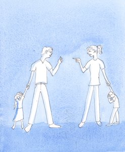 Isämme Jumala ei halua nähdä perheiden tuhoutuvan. Hän ei halua nähdä puolisoiden välistä väkivaltaa eikä hylkäämistä, 2005 (akvarelli paperille). tekijältä Elizabeth Wang