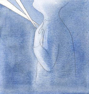 Isä Jumala "jäähdyttää" kahden keihään polttavan tuskan (jotka ovat häpeää ja pelkoa), jotka valvovat ylpeyttäni, 2000 (paperilla) tekijältä Elizabeth Wang