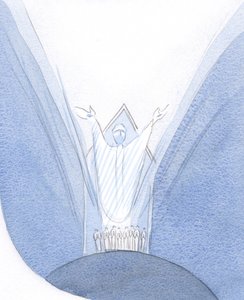 Täällä, messun aikana, Kristus on todella läsnä kanssamme, maan päällä, rukoilemassa Isää, kanssamme kokoontuneena Hänen ympärilleen., 2001 (paperilla) tekijältä Elizabeth Wang