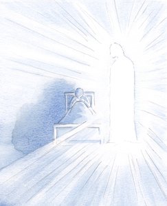 Muistan Kristuksen tulevan luokseni nuorena aikuisena: Kuinka heleä oli Hänen kunniansa; kuinka pimeänä näin oman sieluni olevan, 2000 (w/c paperilla) tekijältä Elizabeth Wang