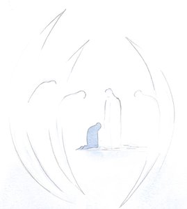 Näin, kuinka pyhät enkelit kumartavat kunnioittavasti Kristuksen läsnäololle sielussa, pyhässä ehtoollisessa, 2000 (paperilla) tekijältä Elizabeth Wang